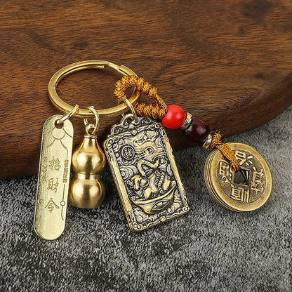 Five Emperors Gourd & Lucky Coin Zodiac Keychain